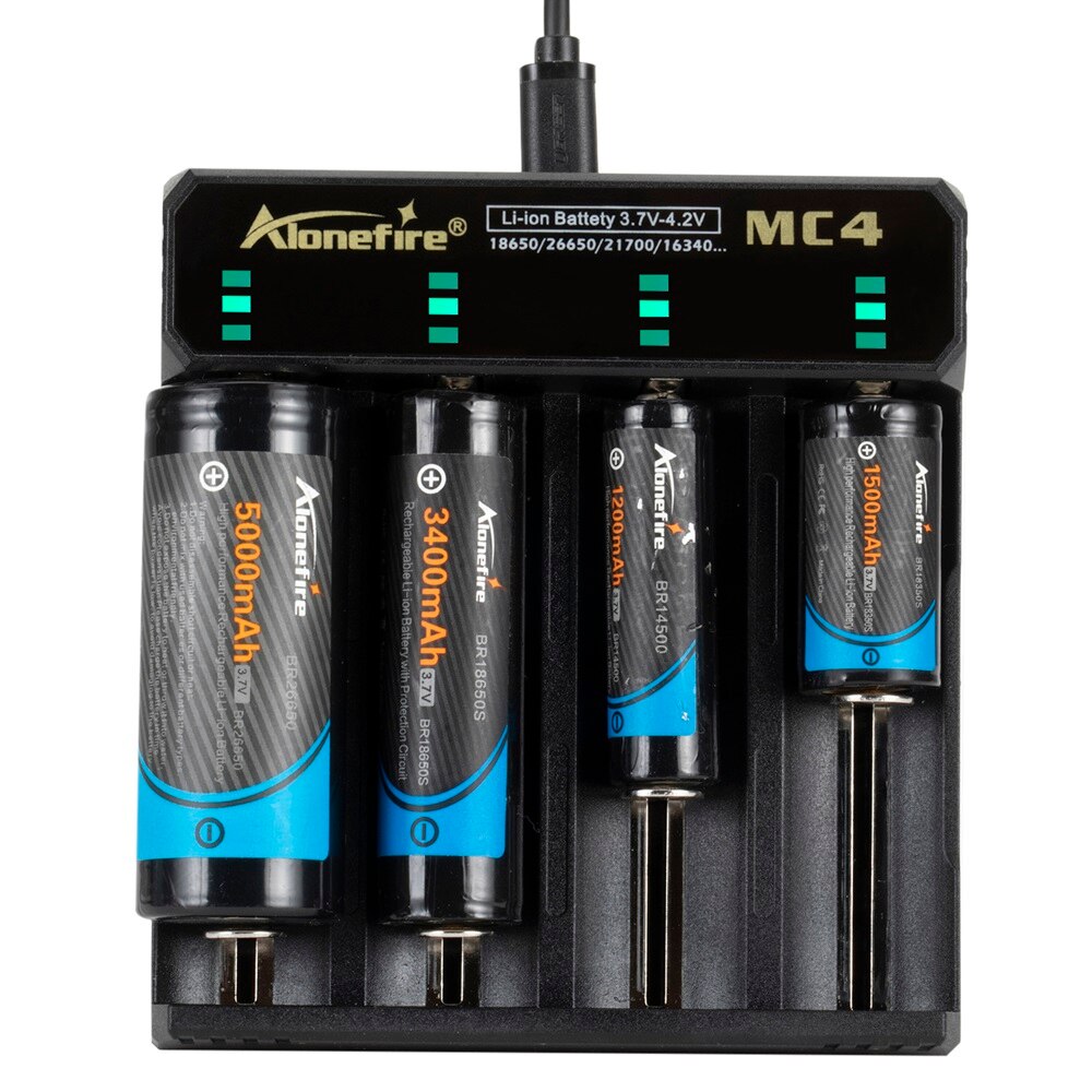 Alonefire MC4 3.7V 18650 Intelligent Battery Charger Li-ion Battery 4.2V Four Slot with short circuit protection Flashlight batt