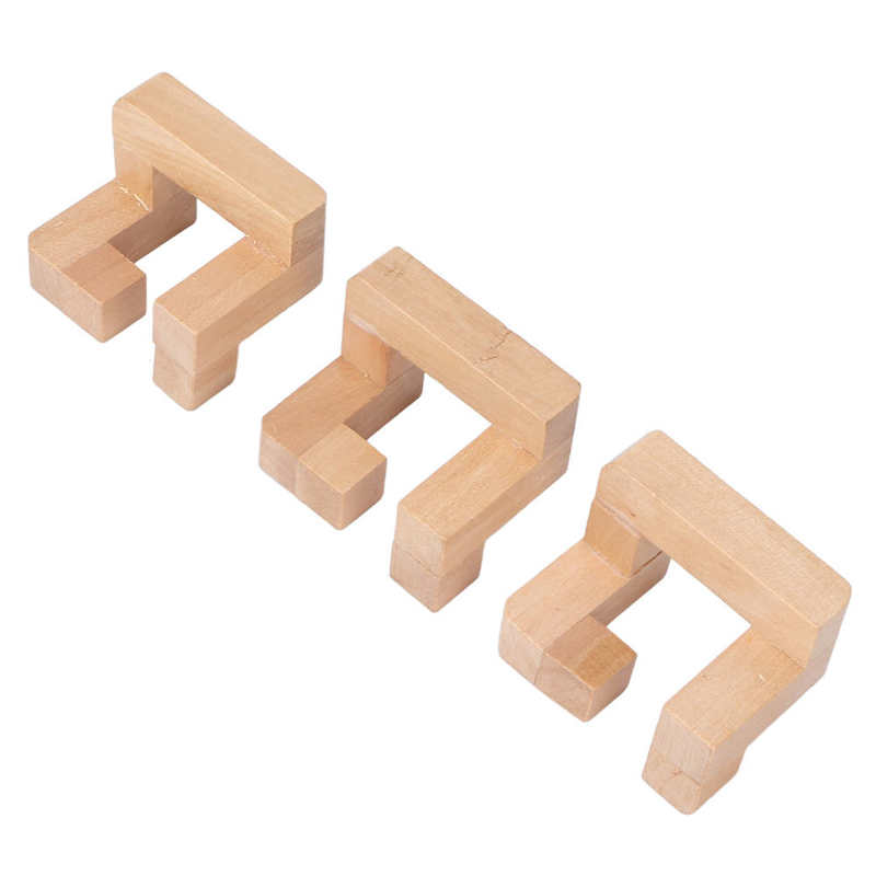 Puzzle Lock Toy Portable Improve Thinking Way Smooth Surface Composite Wood Educational Brain Teaser Lock for Home for Elders