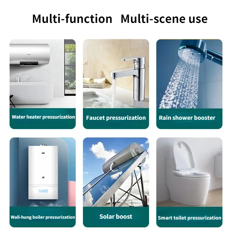 AISITIN Druckerhöhungspumpe, bürstenlose Wasserpumpe, 16 m, 24 V, IP56, Pome, automatischer Druckregler, Heim-Boost-Warmwasserbereiter