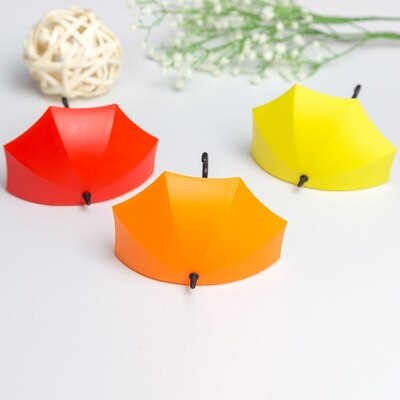 3Pc Opslag Haak Creatieve Paraplu Vorm Kleurrijke Sleutel Hanger Holder Thuis Slaapkamer Muur Decoratie Accessoires Belasting Gewicht 0.2Kg: D