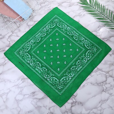 1Pc rouge Bandana chapeaux bandeau de cheveux cou écharpe bandes à poignet carré foulards imprimer mouchoir cheveux accessoires pour les femmes: 1pcs Green