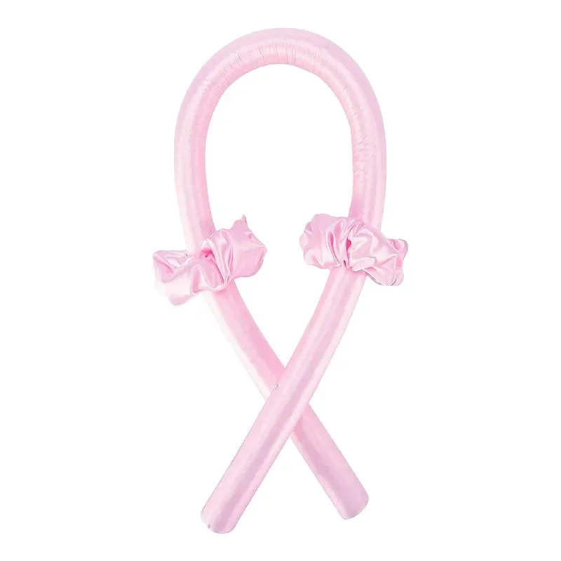 Diadema con varilla rizadora sin calor, cinta para rizos de seda sin calor, rodillos para el cabello, diadema suave para dormir, rizadores de pelo perezosos, herramientas de peinado: Rosa