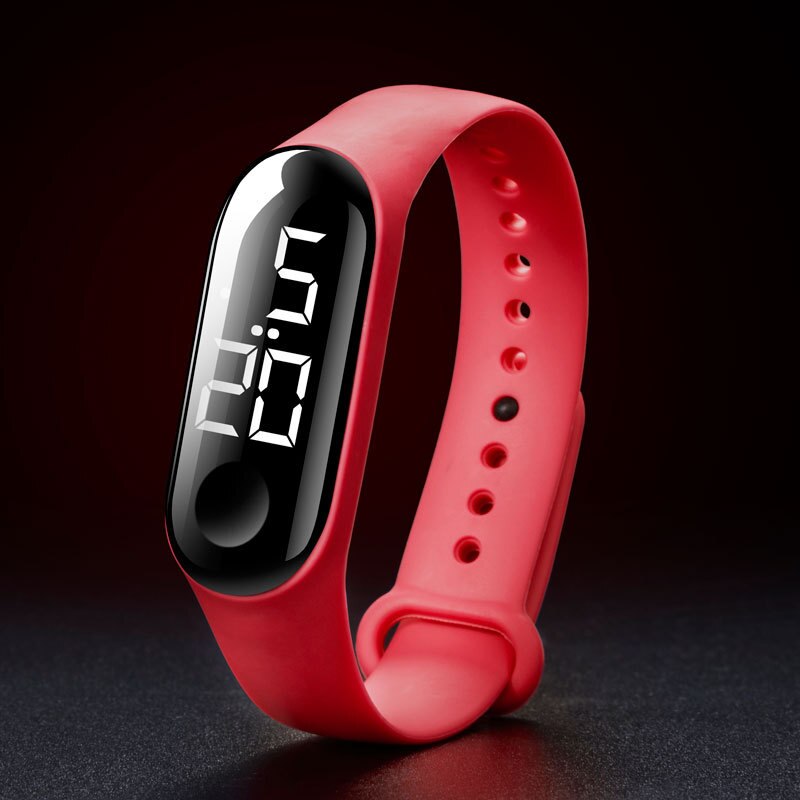 électronique nouvelle montre numérique Silicone Bracelet Bracelet montre pour femmes hommes unisexe montres LED Sport écran tactile étanche: White light Red