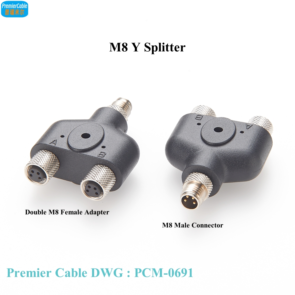 M8 Y Splitter Étanche M8 4 Broches Type Y Mâle à Double Femelle Adaptateur M8 T Splitter Capteur Actionneur Tee M8 Splitter