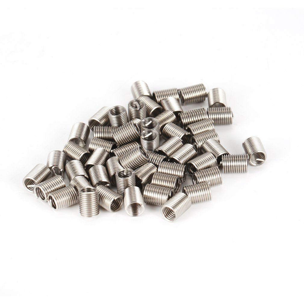 50PCS Threaded Inserts M6 1.0 2.5D Stainless Steel Wire Helicoil Fasteners Hardware Repair Tools Screw Sleeve Set