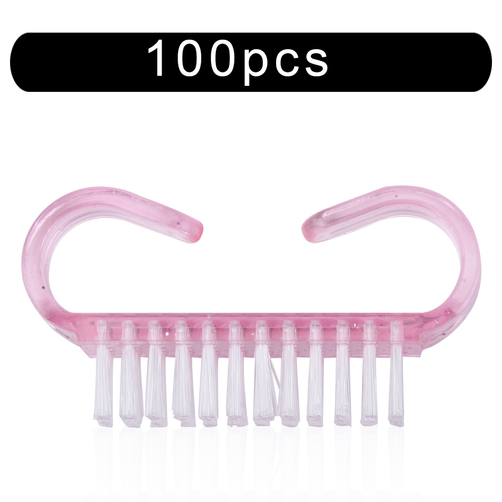 100 stk. neglebørster bløde, støvfjerningsbørster i plastik til neglekunst, akryl, gelpoleringsfil, fingerpleje, makeup, manicureværktøj: Klar