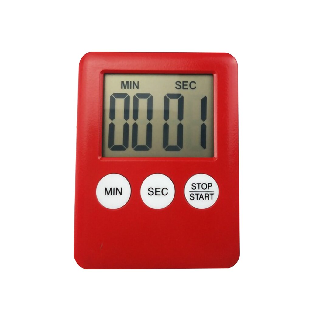 Digital Cooking Timer LCD Display Baking Countdown Alarm Button Operation Kitchen Timer Built-in Battery Kitchen Timer Alarmer: Red