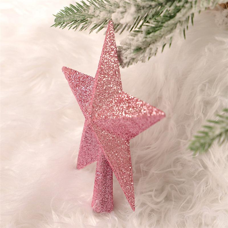 20cm Christmas Tree Sparkle Star Glittering Christmas Tree Topper Decoration Ornaments Home Decor (Pink)