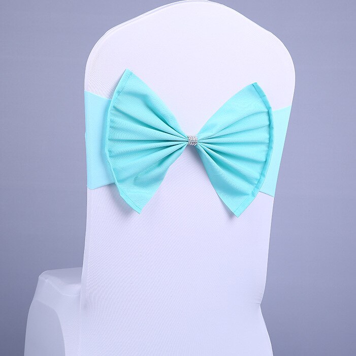 Lazo para silla de banquete de Hotel, Decoración de cumpleaños para niños, boda, , 10 colores, Spandex, rojo/azul/morado, barato, 20 unids/lote: 9
