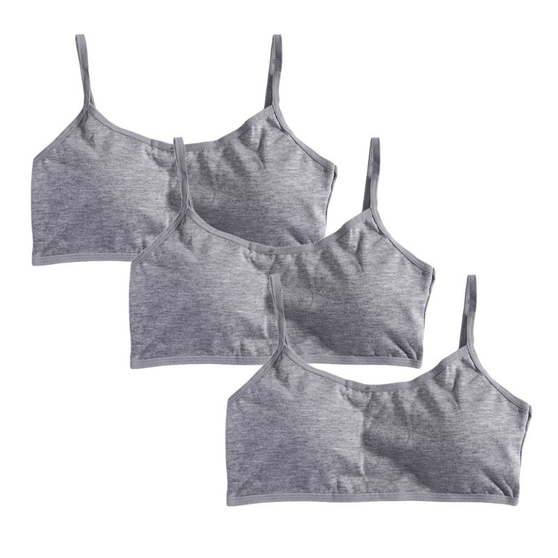 3pcs/Lot Young Girls Solid Soft Cotton Bra Puberty Teenage Breathable Underwear: D