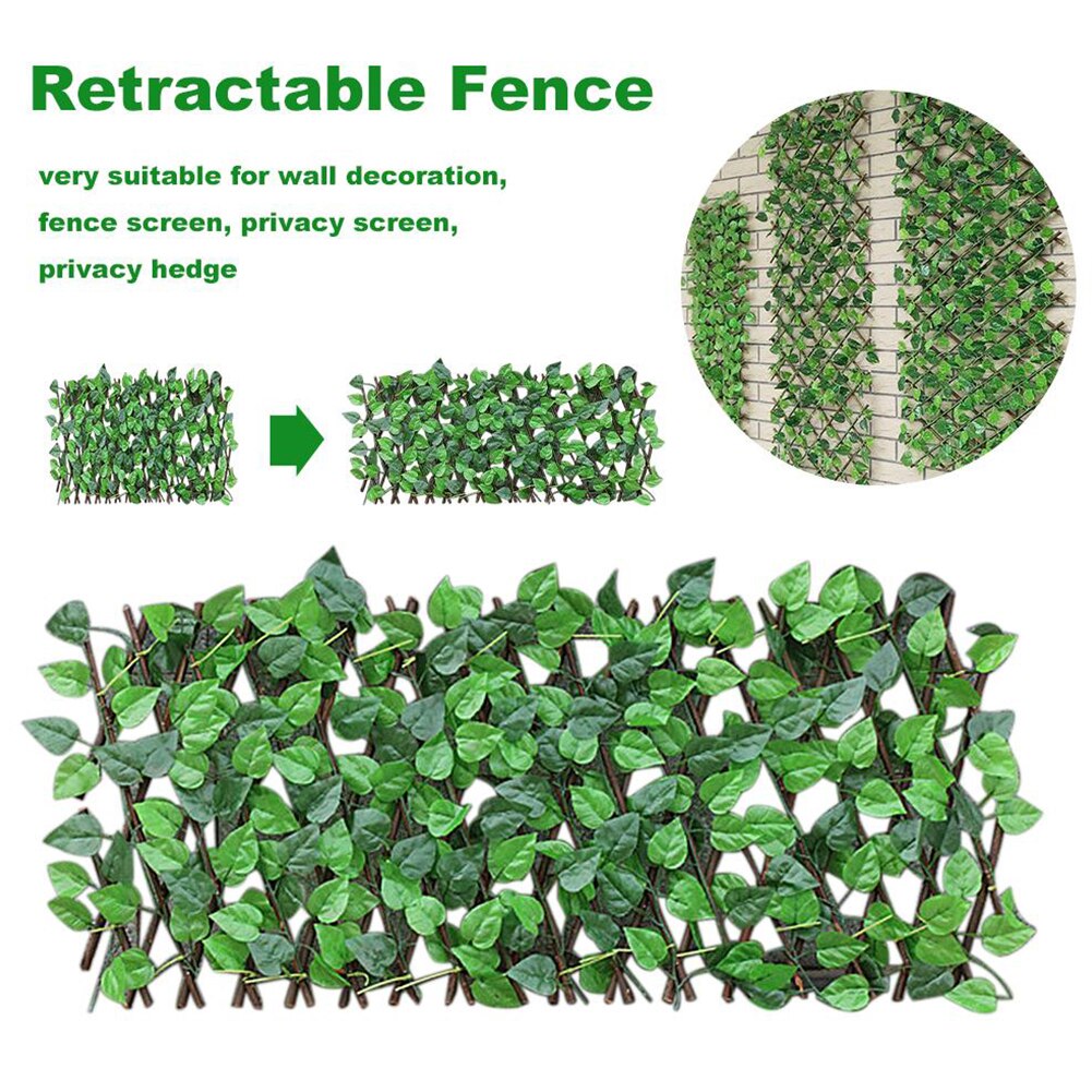 Retractable Artificial Garden Fence Expandable Ivy Privacy Fence Wood Vines Climbing Frame Gardening Plant Home