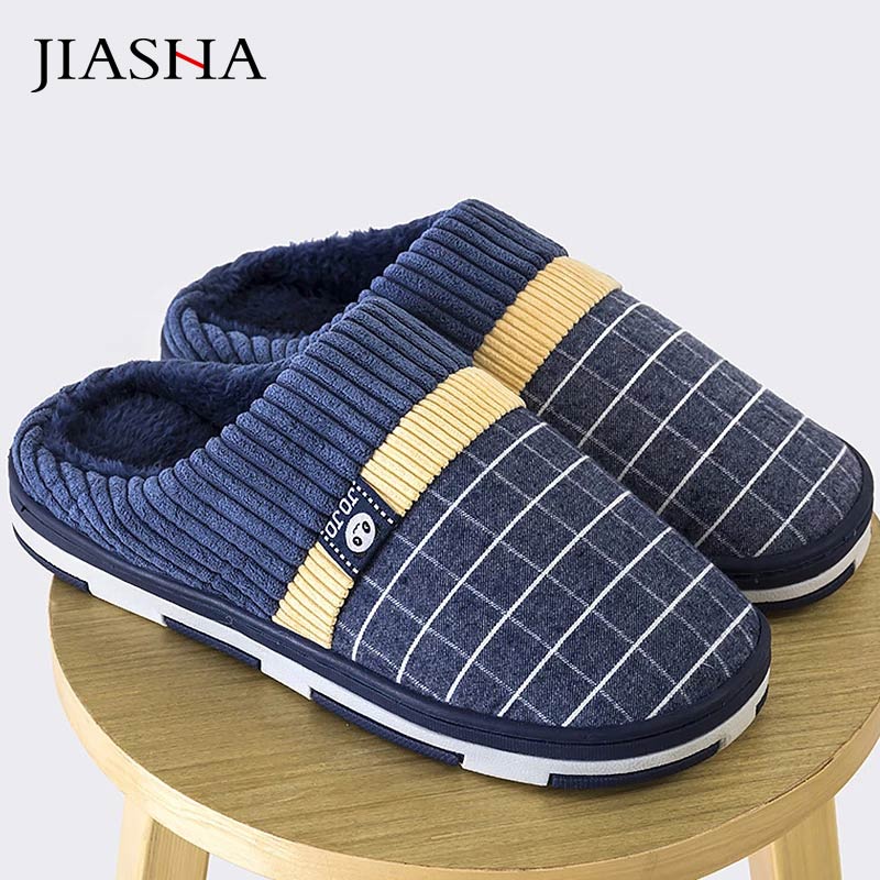 warm indoor slippers men shoes plush flock winter home slippers for men non-slip sewing soft male shoes men slippers