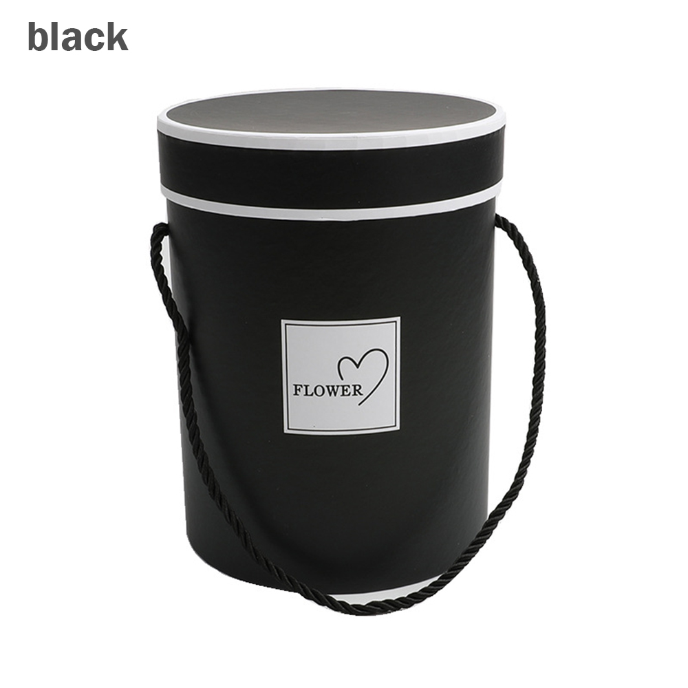 Ronde Bloem Papier Dozen Rose Bloem Knuffel Emmer Vaas Met Deksel Party Verjaardag Presenteert Home Decor Voor Bruiloft Diy supply: B Mini Black