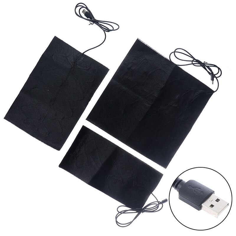 Almohadillas de pasta cálida USB de 1/4 Uds. Almohadilla térmica de fibra de carbono de calentamiento rápido almohadilla calentadora segura para chaleco de tela chaqueta zapatos Calcetines