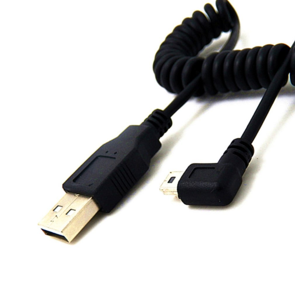 Câble adaptateur spiralé coudé à 90 degrés usb 2.0 a mâle 1pc mini usb 5 broches pour appareils photo numériques  mp3 lecteurs ccc