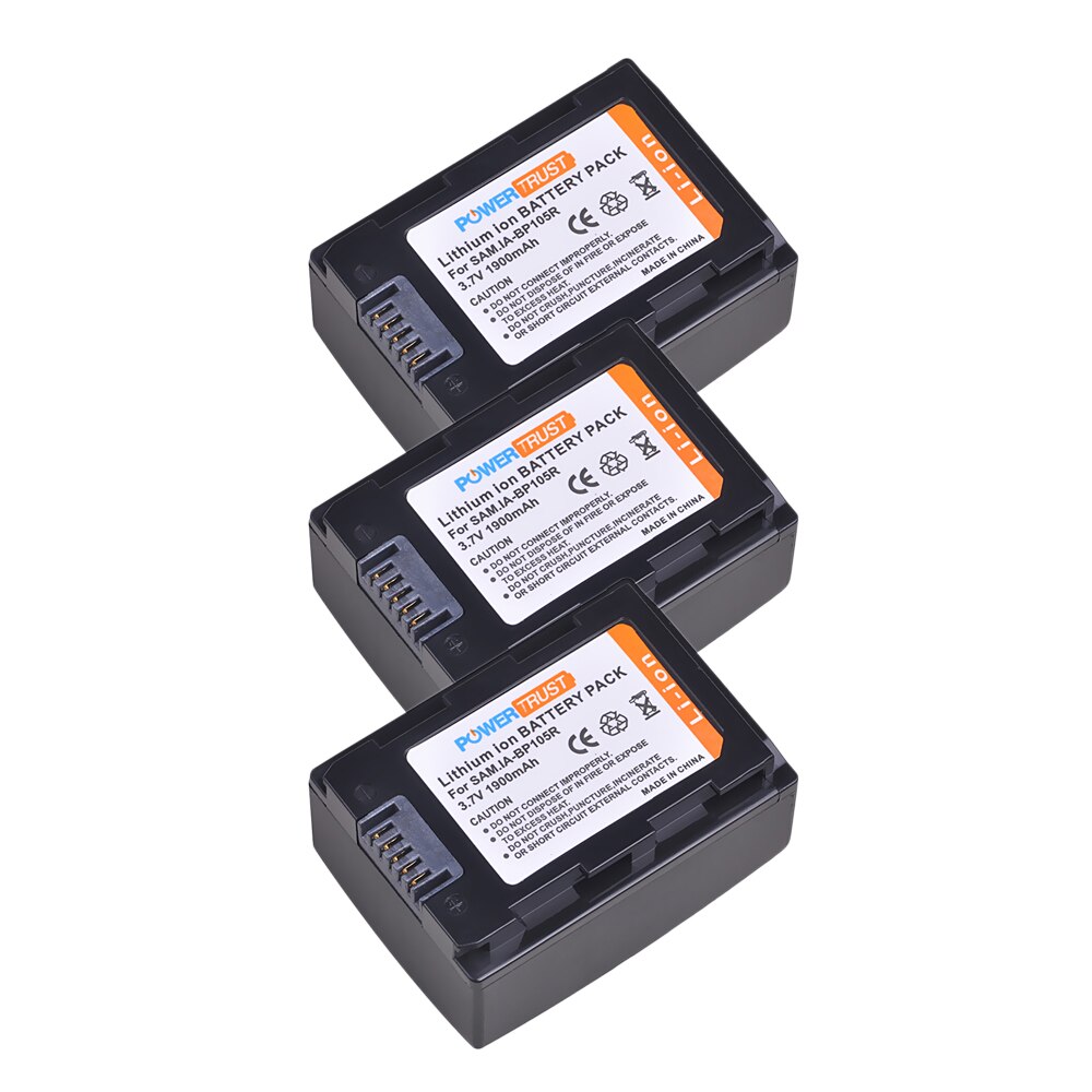 1X1900 mAh IA-BP105R BP105R Vervangende Batterij voor Samsung HMX-F80, HMX-F80BN, HMX-F80SN, HMX-F90, HMX-F90BN, HMX-F90WN: 3Battery
