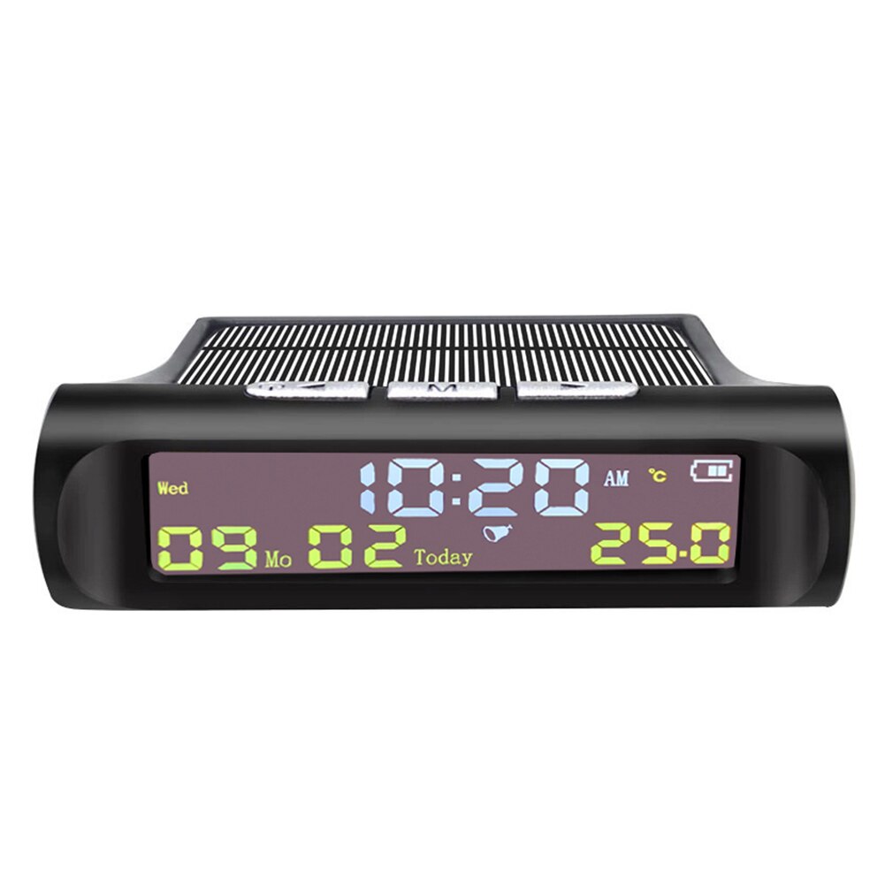 TPMS Look Solar Car Digital Clock with LCD Time Date In-Car Temperature Display Auto Interior Accessories: A