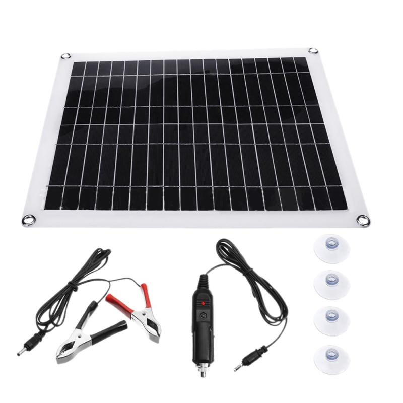 100W Portable Solar Panel Double USB 12V With metal border silicon Solar Panel with Car Charger Crocodile clip ect for Camping