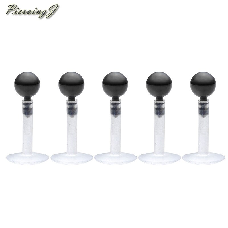 durchbohren 8mm einstellen, 5 stück lippenpiercings , 16g acryl-stifte , 1/4 -zoll-edelstahlkugel, Monroe-lippenpiercing, labret-Ring, körperschmuck , 6mm stifte: 5 stück schwarz / 6mm