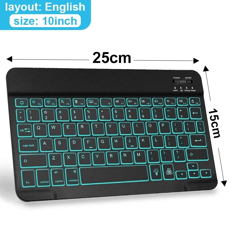 Mini Wireless Keyboard And Mouse RGB Bluetooth Keyboard Mouse Set Backlight Russian Keyboard For Computer Phone Tablet PC Ipad: 10 In EN Keyboard