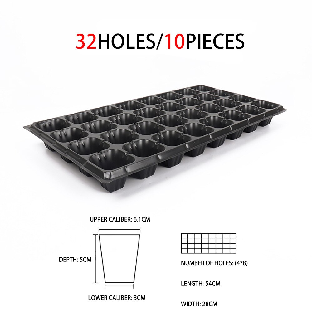 10Pcs Cells Seedling Starter Tray Extra Strength Seed Germination Plant Flower Pots Nursery Grow Box Propagation For Gardening: 32holes 10pcs