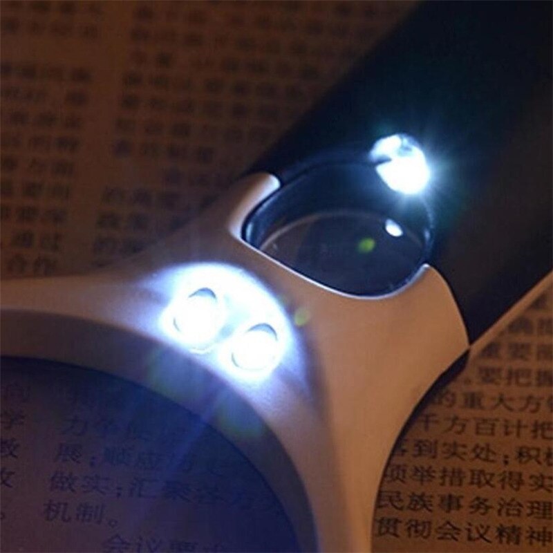 45X Hand held Reading Jewelry Magnifying Glass Illuminated Magnifier Microscope Lens Watch Loupe Magnifier With 3 LED Lamp Beads