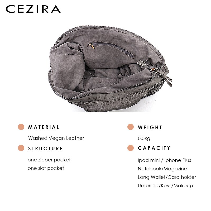 CEZIRA groß Weiche lässig Frauen Taschen Mädchen Waschen PU Leder Schule Handtasche Damen Einstellbar Gewebt Schnalle Gürtel Bote & Schulter tasche
