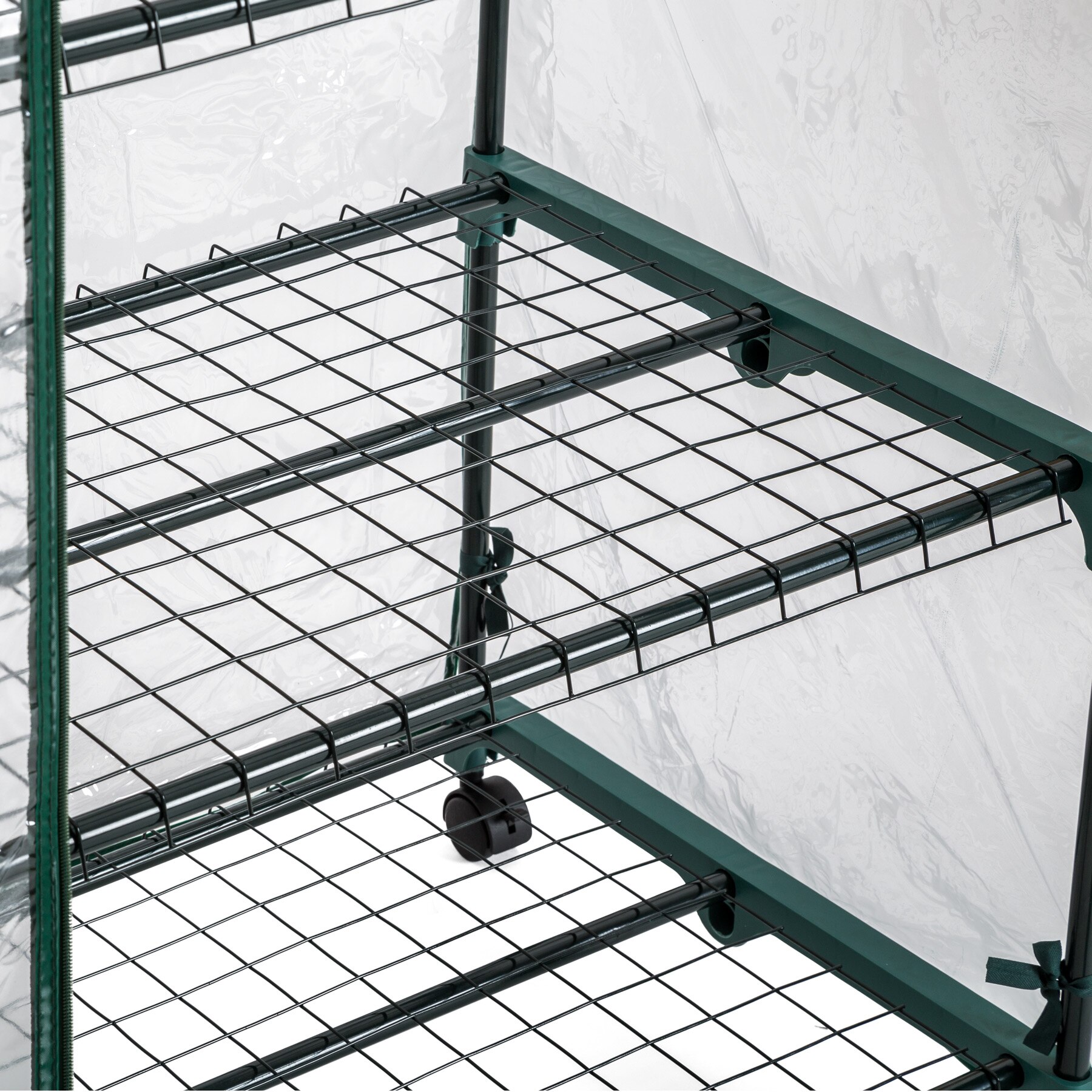 Tectake Invernadero con 3 estantes 69x49x125 cm - invernadero de jardín para frutas y verduras, invernadero con estructura de acero y entrada enrollable, protección contra viento y lluvia, invernáculo para terraza con