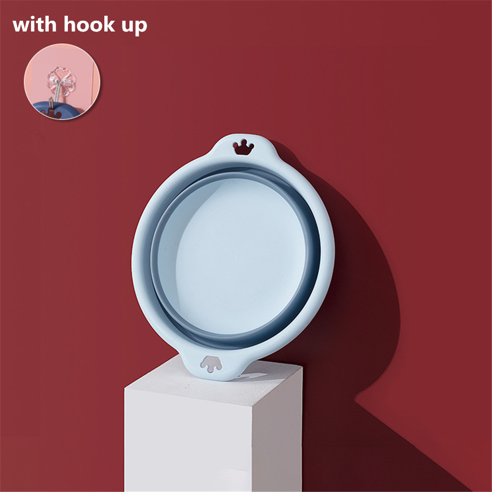 Multi-purpose Folding Wash Basin Portable Hanging Foldable Dish Travel Camping Picnic Cleaning Tools Bathroom Kitchen Basins: Light Blue S