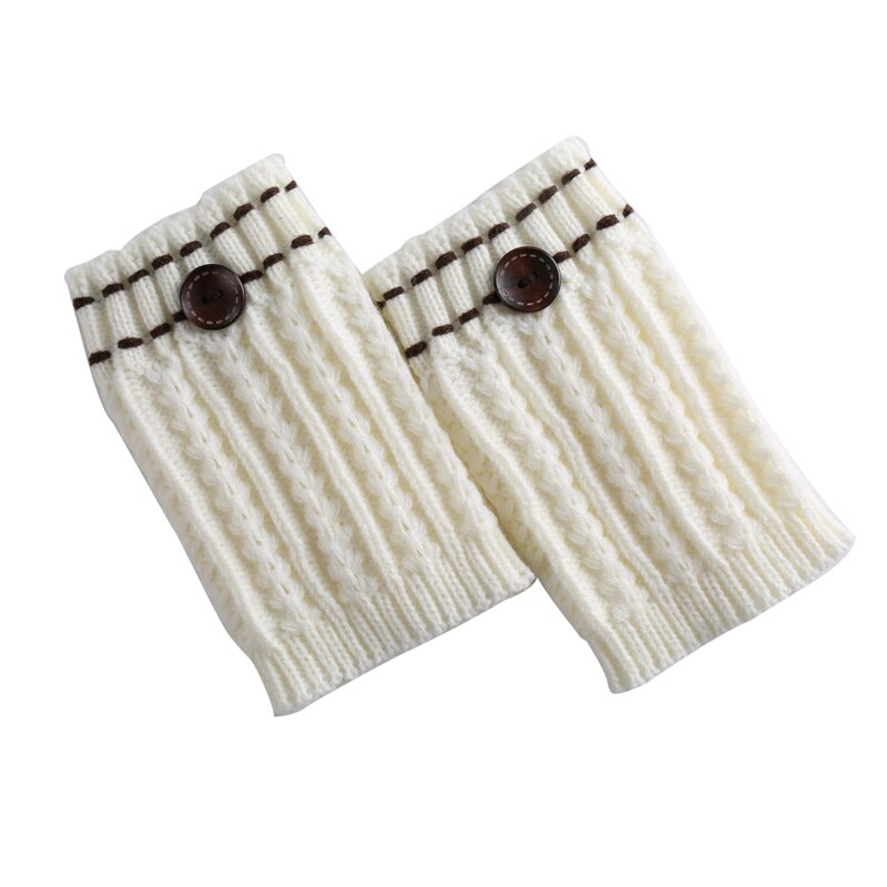 Vinter kvinder varme benvarmere kvinder kort knap dekorativ termisk strikket støvlemanchetter sokker betræk efterår vinter sko sokker: W