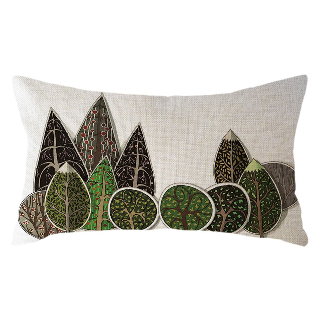 Cojines para sillas, cojines geométricos minimalistas de lino (30cm x 50cm), cojines con estampado de Árbol Verde, decoración del hogar de primavera, cojines: A