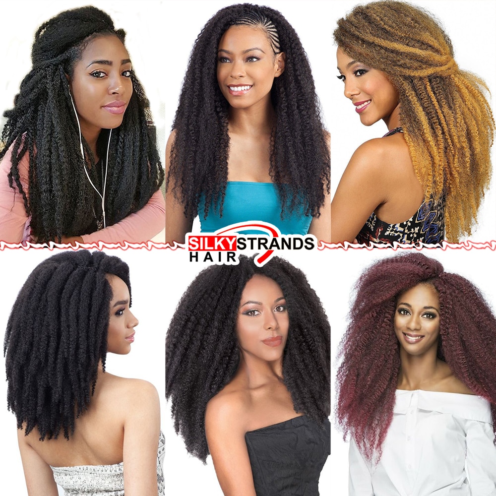 18 Inch Ombre Marley Braids Crochet Hair Bulk Twist Box Ombre Afro Synthetic Jumbo Braiding Hair Extensions For Black Women