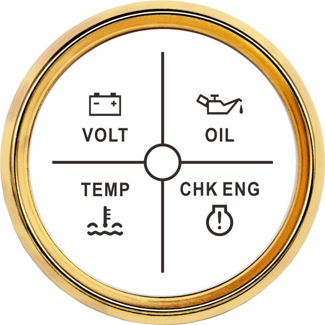 2" 4 LED Alarm Gauge Meter 9~32V Volt/Oil/Water Temp/Check Engine 4 LED Alarm Indicator Gauge fit for Car Boat With Backlight: 800-00257