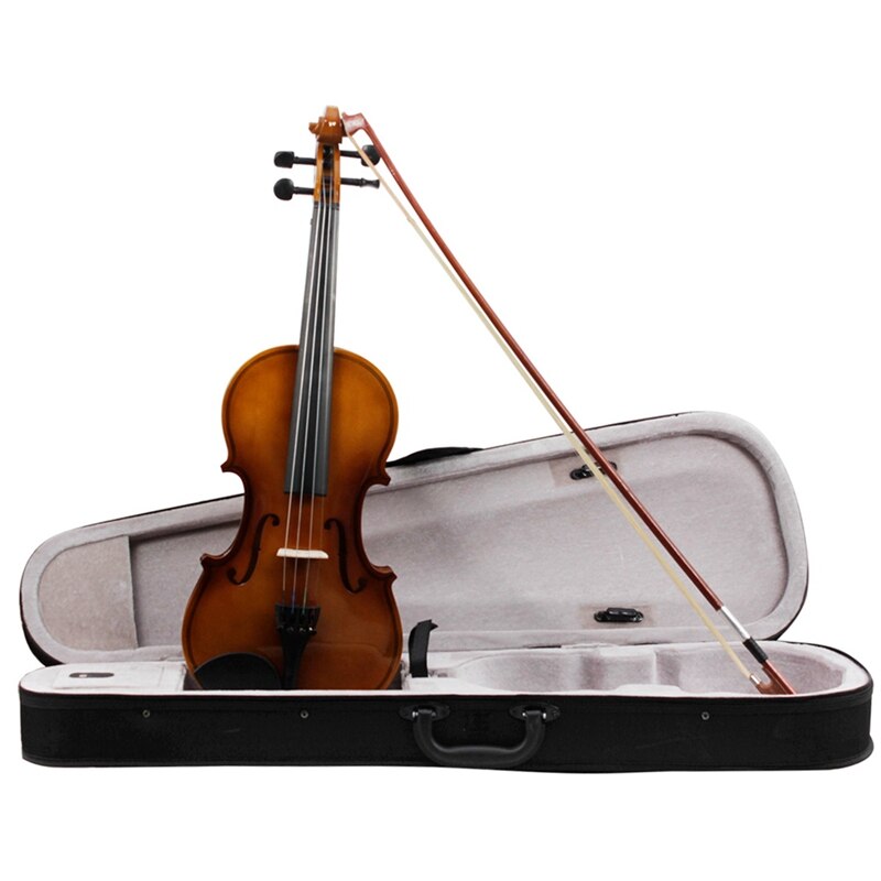 4/4 akustisk violin fiddletræ i fuld størrelse med etui bue rosin violin  #8