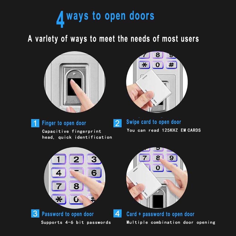 Biometric Fingerprint metal Access Control for Door Lock 200 finger/10000 card user waterproof IP66 cas WG26 reader input/output