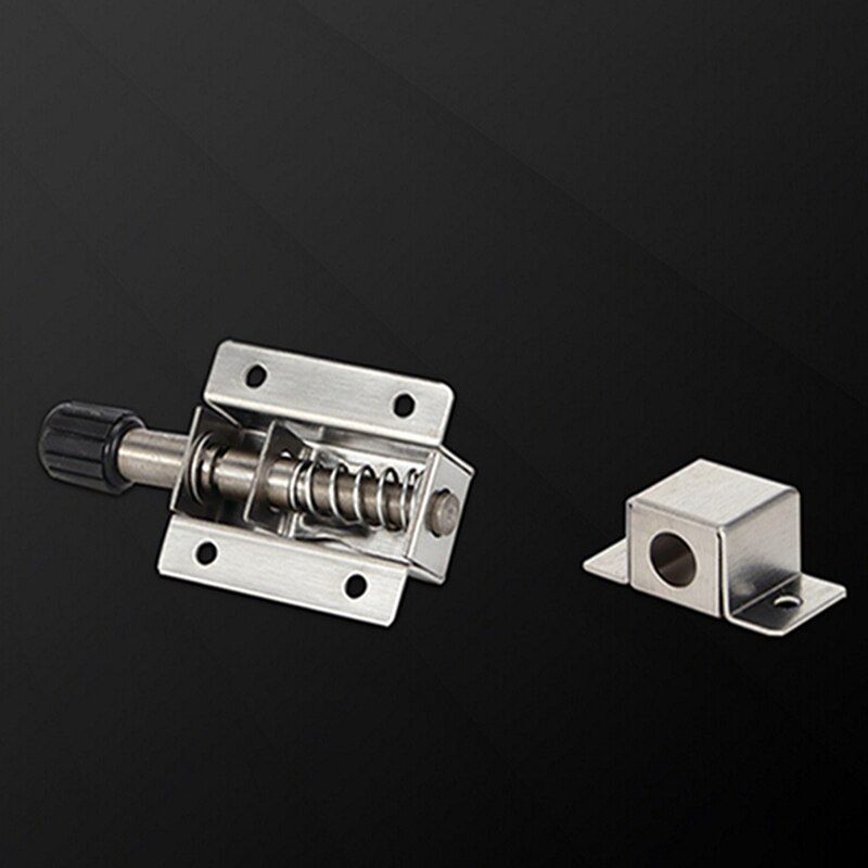 201 Stainless Steel Automatic Spring Latch Loaded Push Button 8cm Long Gate Door Lock Trap