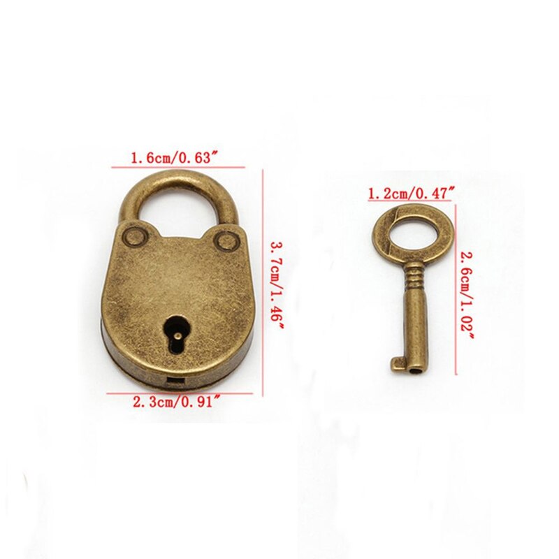 Métal ancien Style Vintage Mini cadenas petite boîte à bagages serrure à clé couleur Bronze Usage domestique matériel décoration