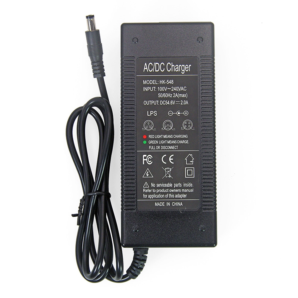 Ægte / original 48v/54.6v oplader, til 48v batteripakker , 2a/2000ma ladestrøm , dc 5.5*2.1 stik fra liitokala.