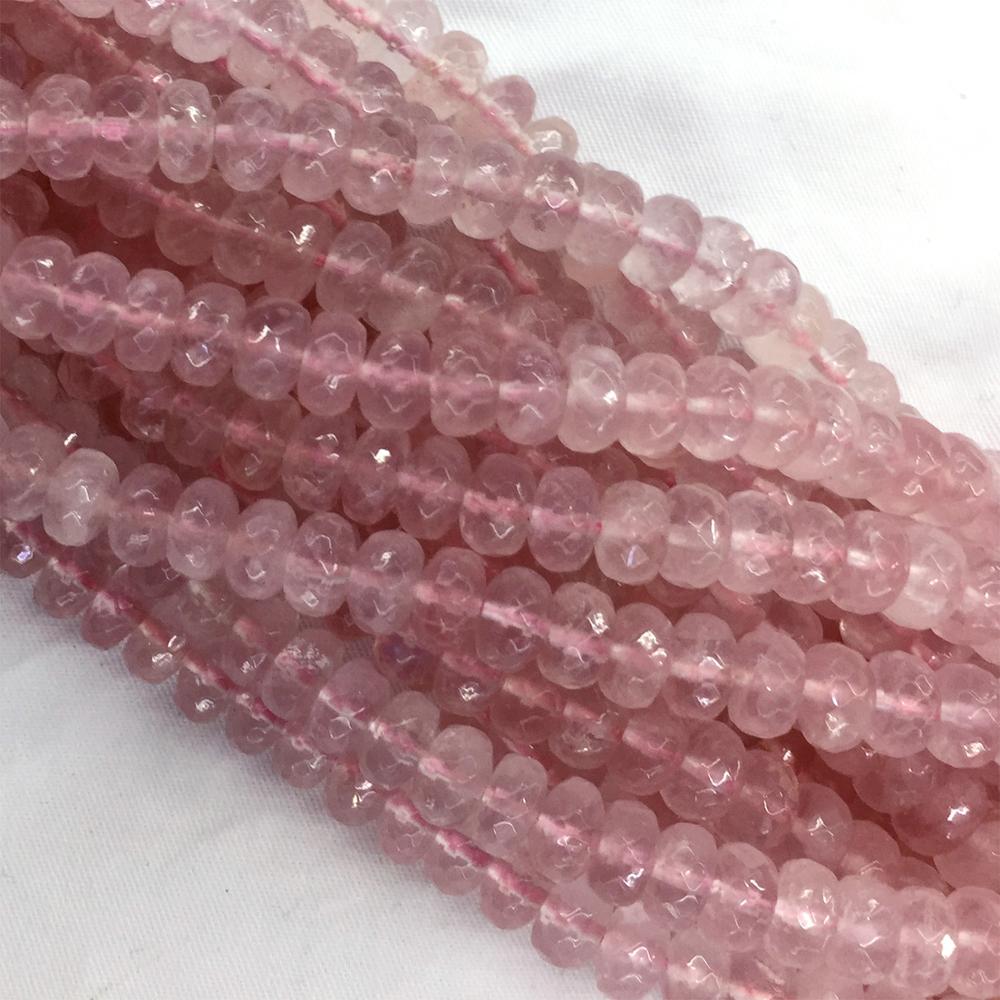 Moçambique Rosa Claro Cristal de Quartzo Rosa de alta Qualidade Soltas Facetada Rondelle Contas de Colar Pulseira Jóias 06038