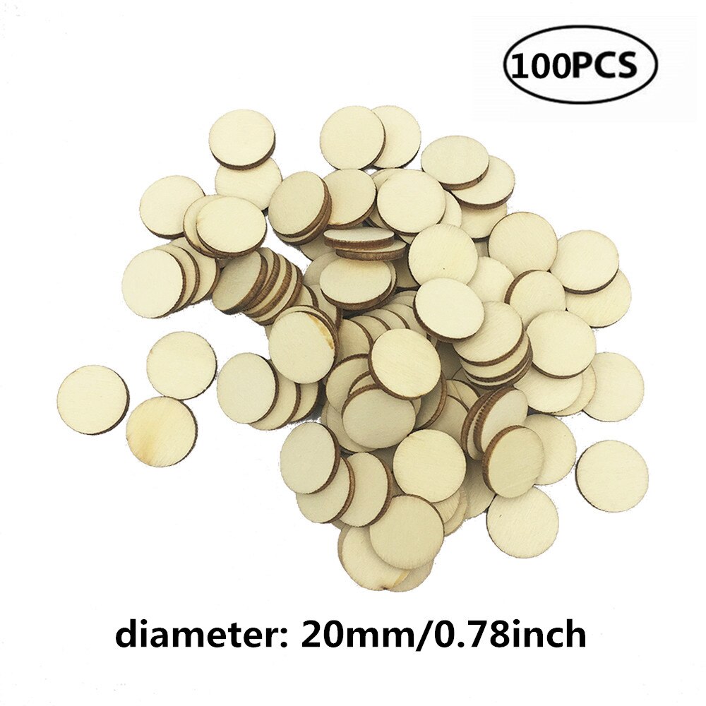 10-80mm Wood Disks Crafts Log Slices Discs Cutout Circle Round Large for Paint Wedding DIY Decoration: 100pcs 20mm 0.78inch