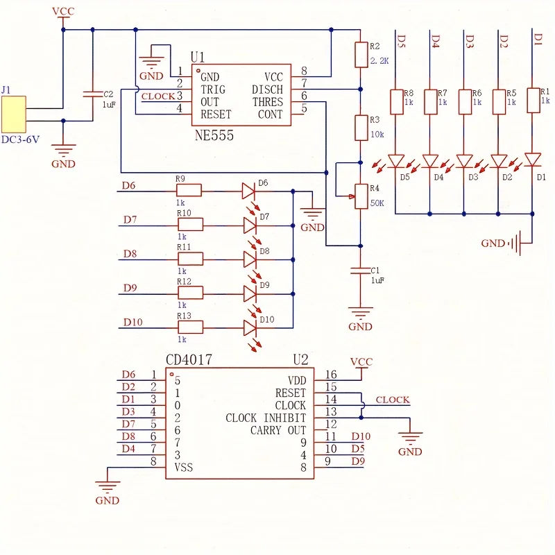 Elektronische DIY-Enthusiasten, Lehrmittel, DIY-LED-Wasserlampen-einstellen, manuelle Montage und Schweißen, Ne555 Timer und CD4017