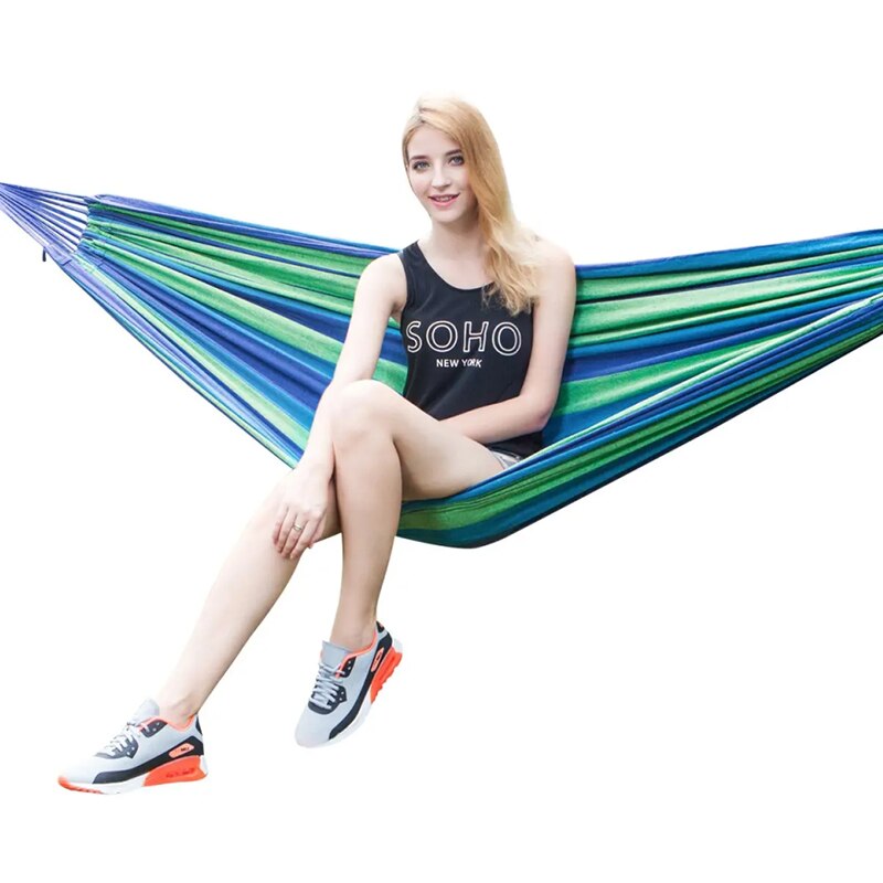 Draagbare Canvas Leisure Hangmat Outdoor Hangmat Tuin Sport Thuis Travel Camping Swing Canvas Streep Hangen Bed Hangmat Outdoor