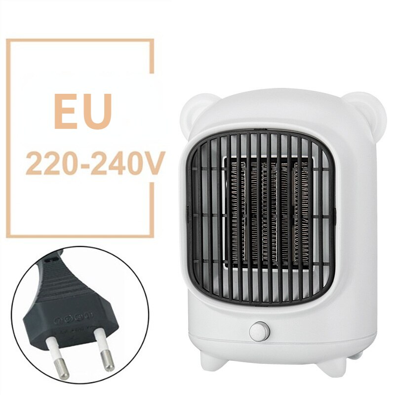Wind Heizung Mini Erwärmung Fan Tragbare Haushalt Schlafzimmer 110V 220V 500W Überhitzung Schutz Elektrische Desktop Schnelle Luft heizung Fan: EU 220V-240V WHITE