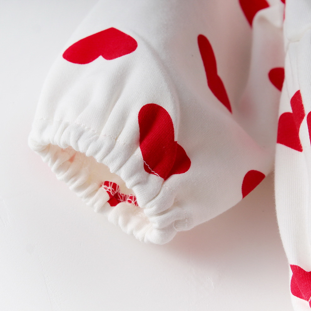 Liefde Hart Baby Meisje Romper Valentijnsdag Boog Lange Mouw Prinses Bodysuit Gratis Hoed Baby Kleding E92117