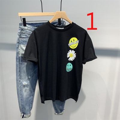 T-shirt short sleeve men's summer solid color round neck half sleeve trend ins tide brand