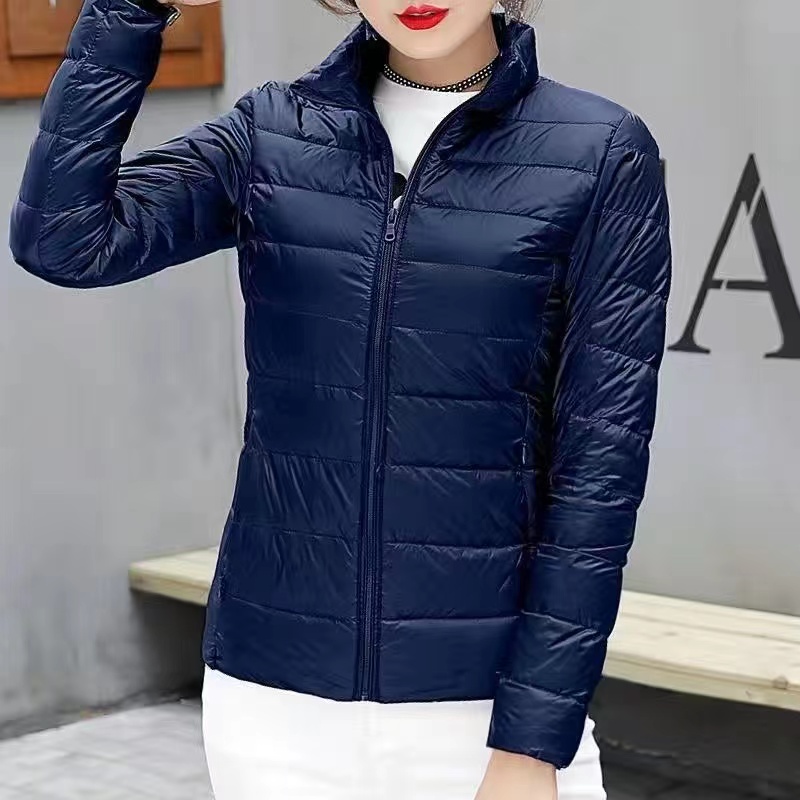 2024New Female Cold Jacket Women Winter Light White Duck Down Jacket Slim Puffer Jacket Portable Windproof Down Coat Top: L / Blue