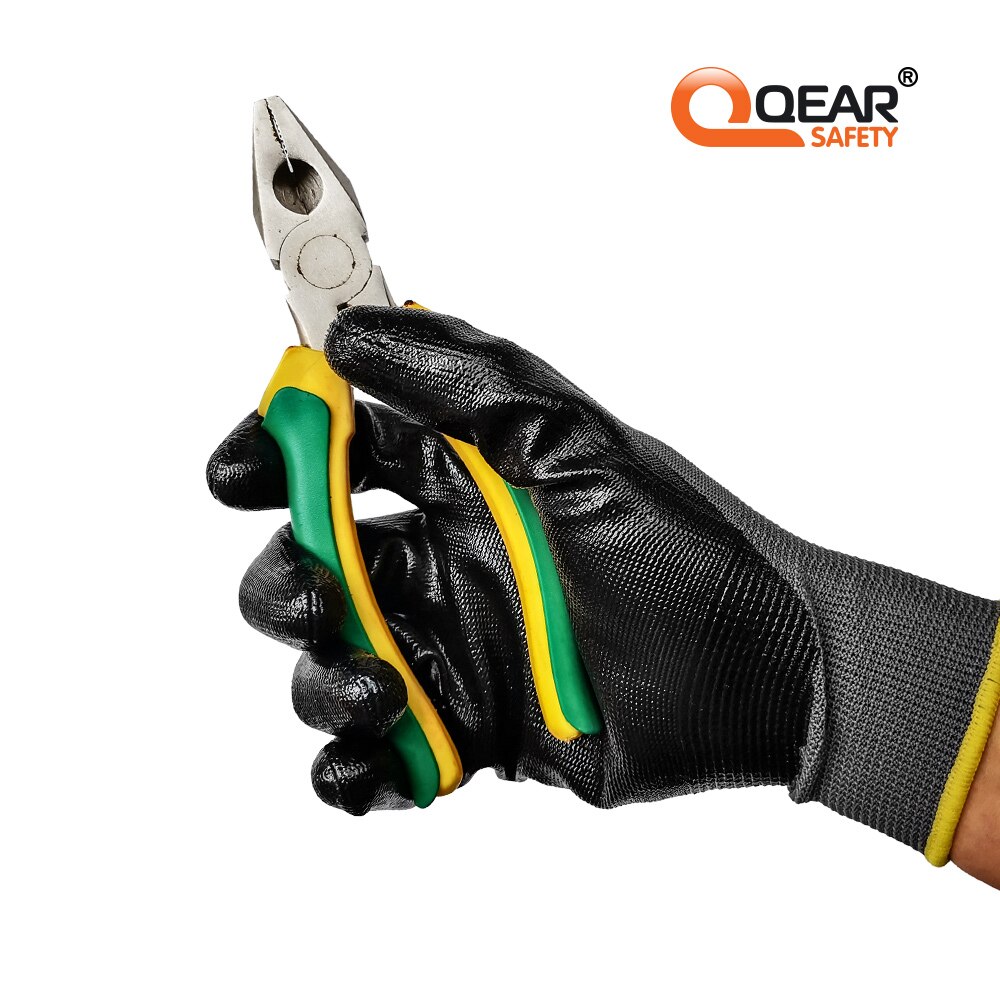 12 Pairs Pack Nitril Gummi Beschichtet Arbeit Handschuhe, Multi-Funktion, Licht-Gewicht, Gute Abrieb, öl/Fettig Widerstand Palm, Mechaniker