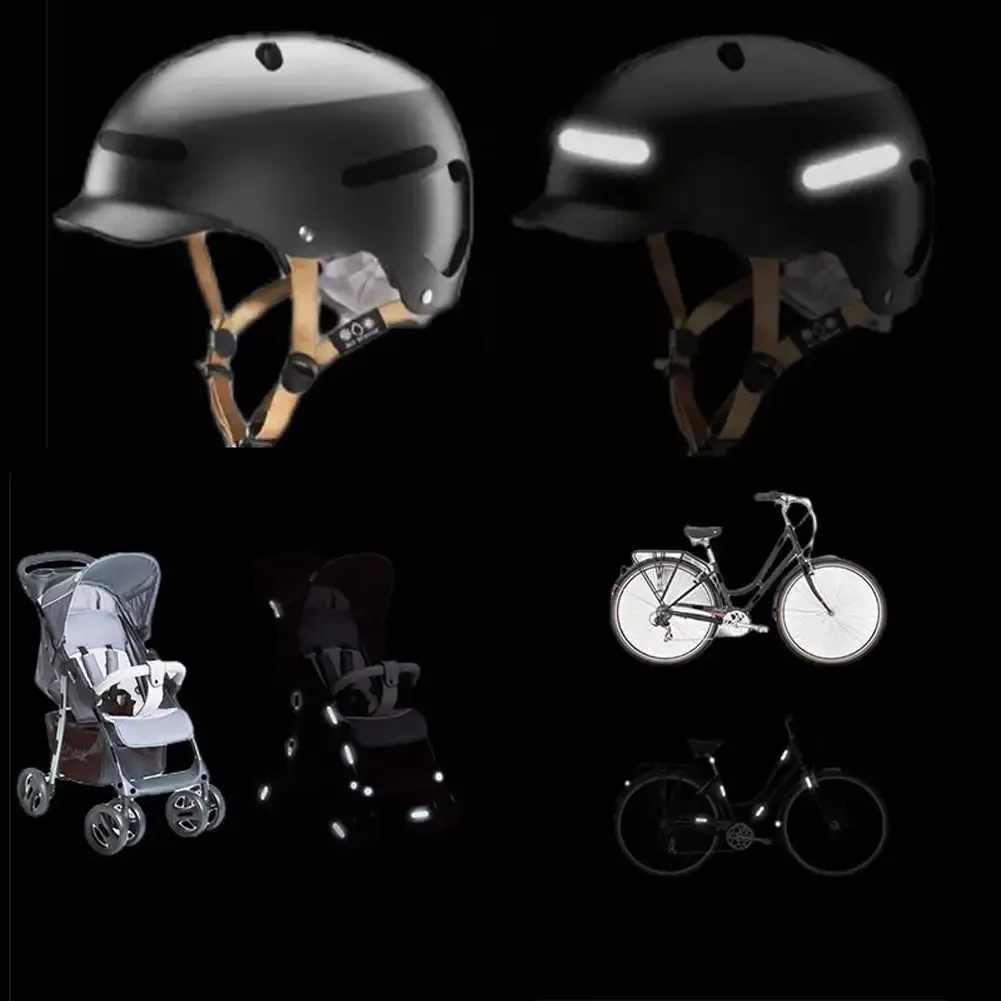 Adesivo per moto Equipaggiamento riflettente Adesivi neri riflettenti Nastro riflettente per moto per decorazione casco bici rimorchio auto