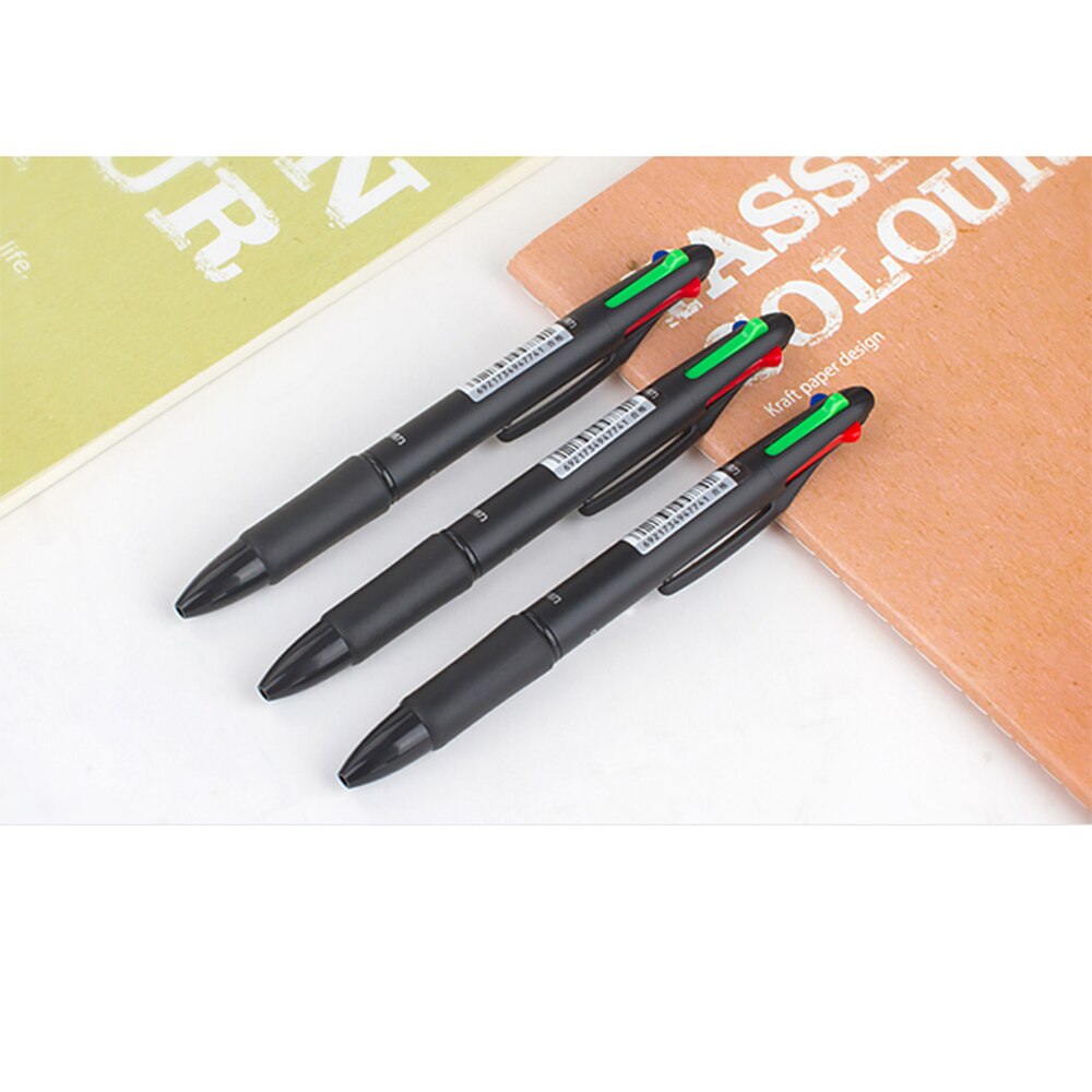 4 farve kuglepenne tryk-type mutli-funktion , 0.7mm,  sort, rød, blå, grøn , 3- stk