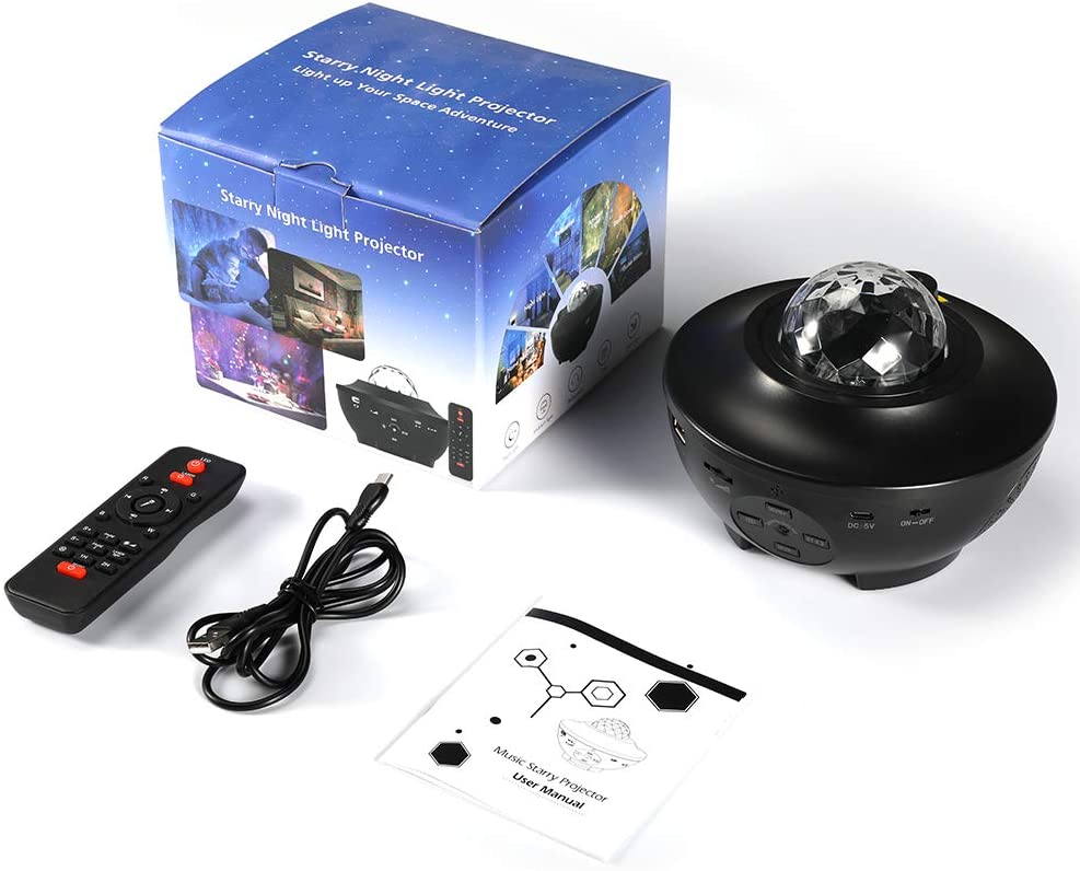 Musik-Spieler mit Bluetooth LED Galaxis Projektor Ozean Welle LED Nacht Licht Fernbedienung Sterne Nacht Rotierenden Licht Luminaria Für Kind: 1 einstellen